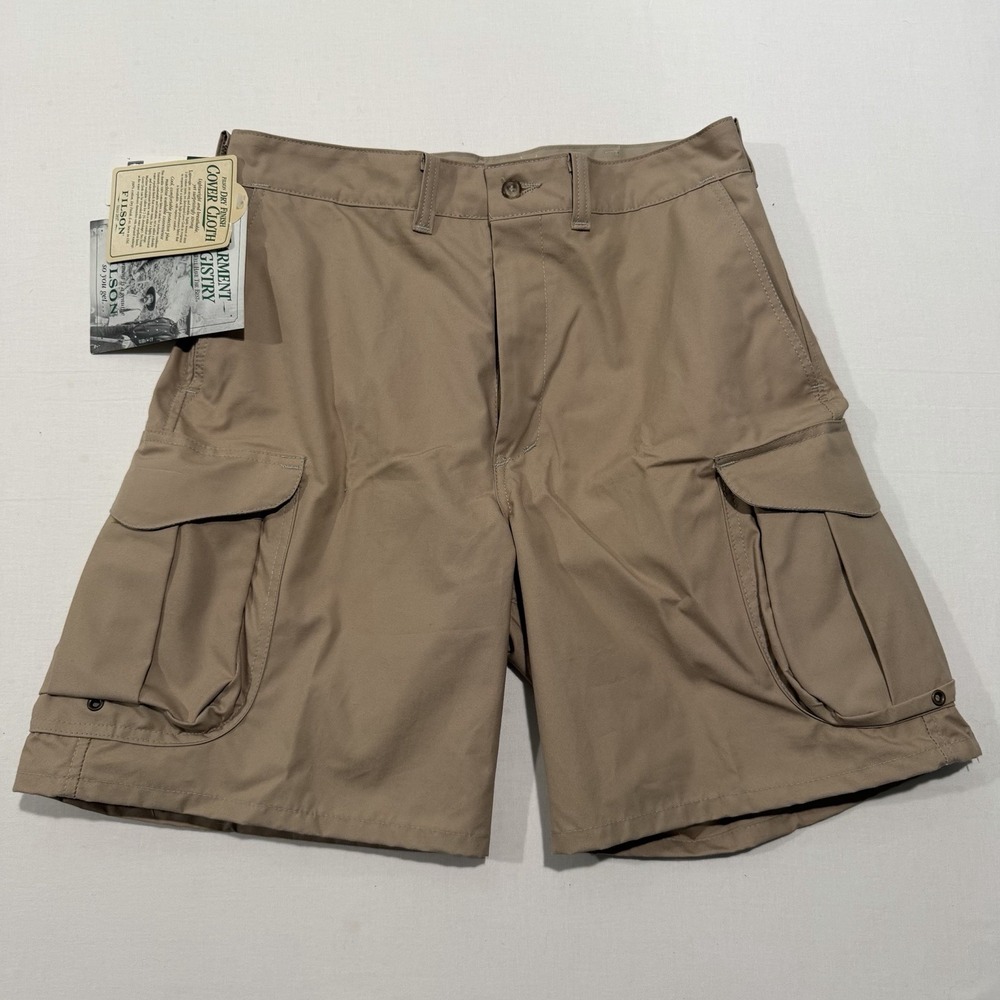 RARE NOS Vintage Filson Made USA Cargo Shorts Tan 32 Style 558 Deadstock Fishing